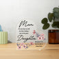 MOM I AM LUCKY PRINTED HEART SHAPED ACRYLIC PLAQUE