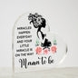 MIRACLES HAPPEN EVERYDAY PRINTED HEART SHAPED ACRYLIC pLAQUE