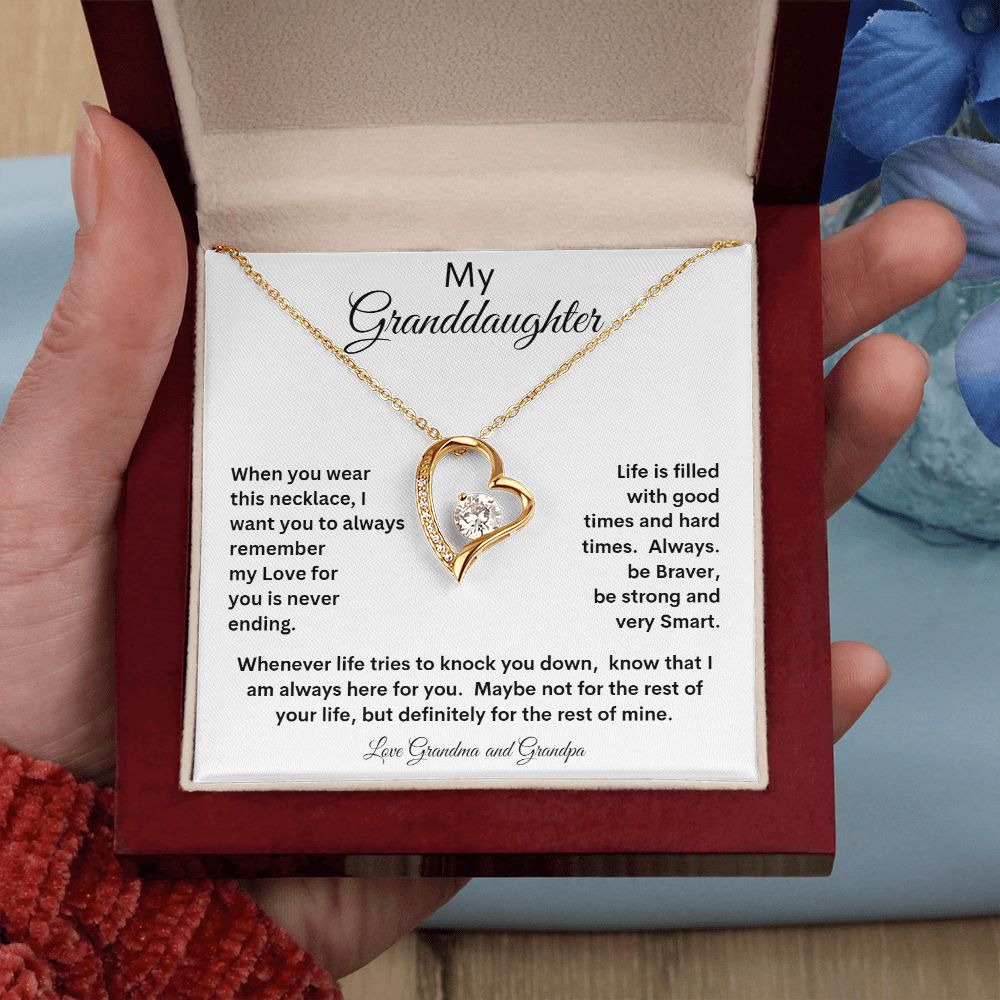 MY GRANDDAUGHTER LOVE GRANDMA AND GRANPA FOREVER LOVE NECKLACE