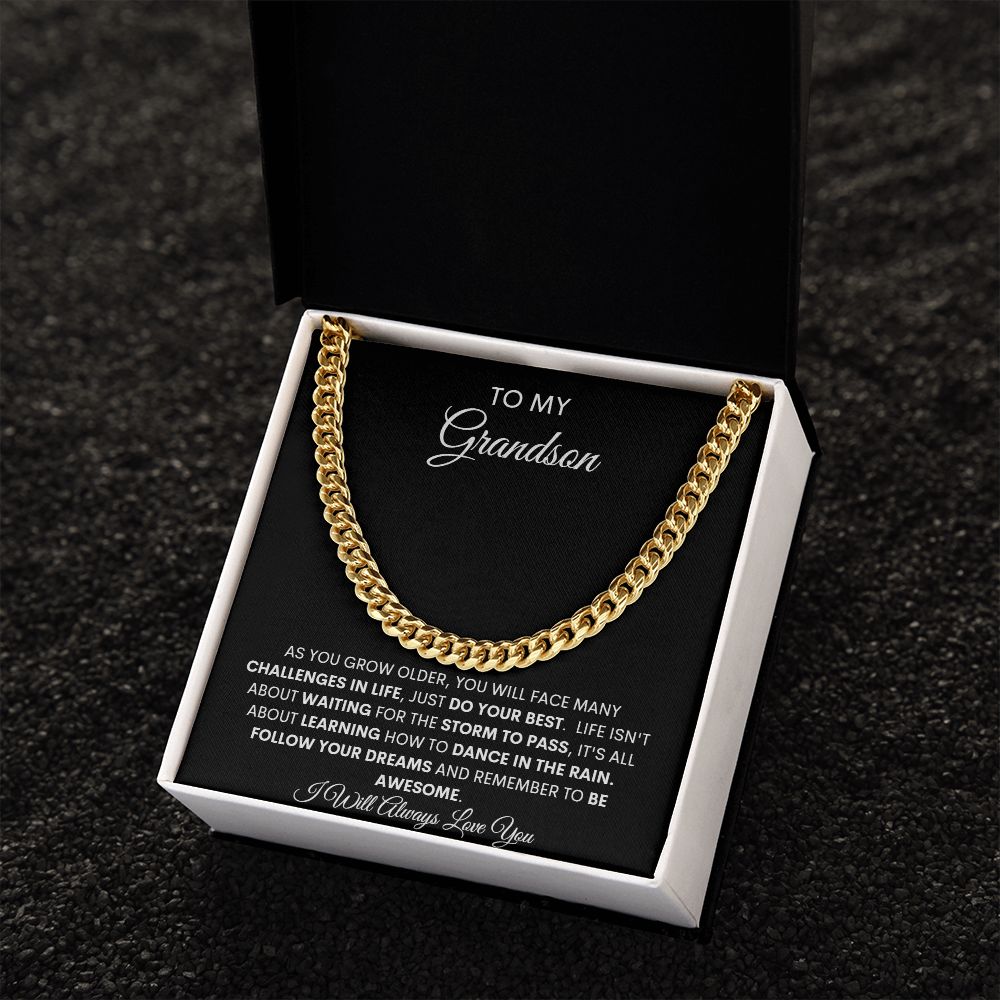 TO MY GRANDSON CUBAN CHAIN NECKLACE