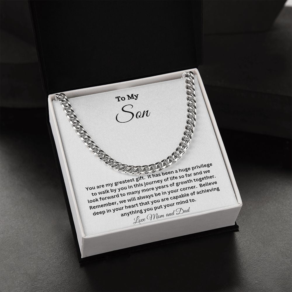TO MY SON CUBAN CHAIN NECKLACE