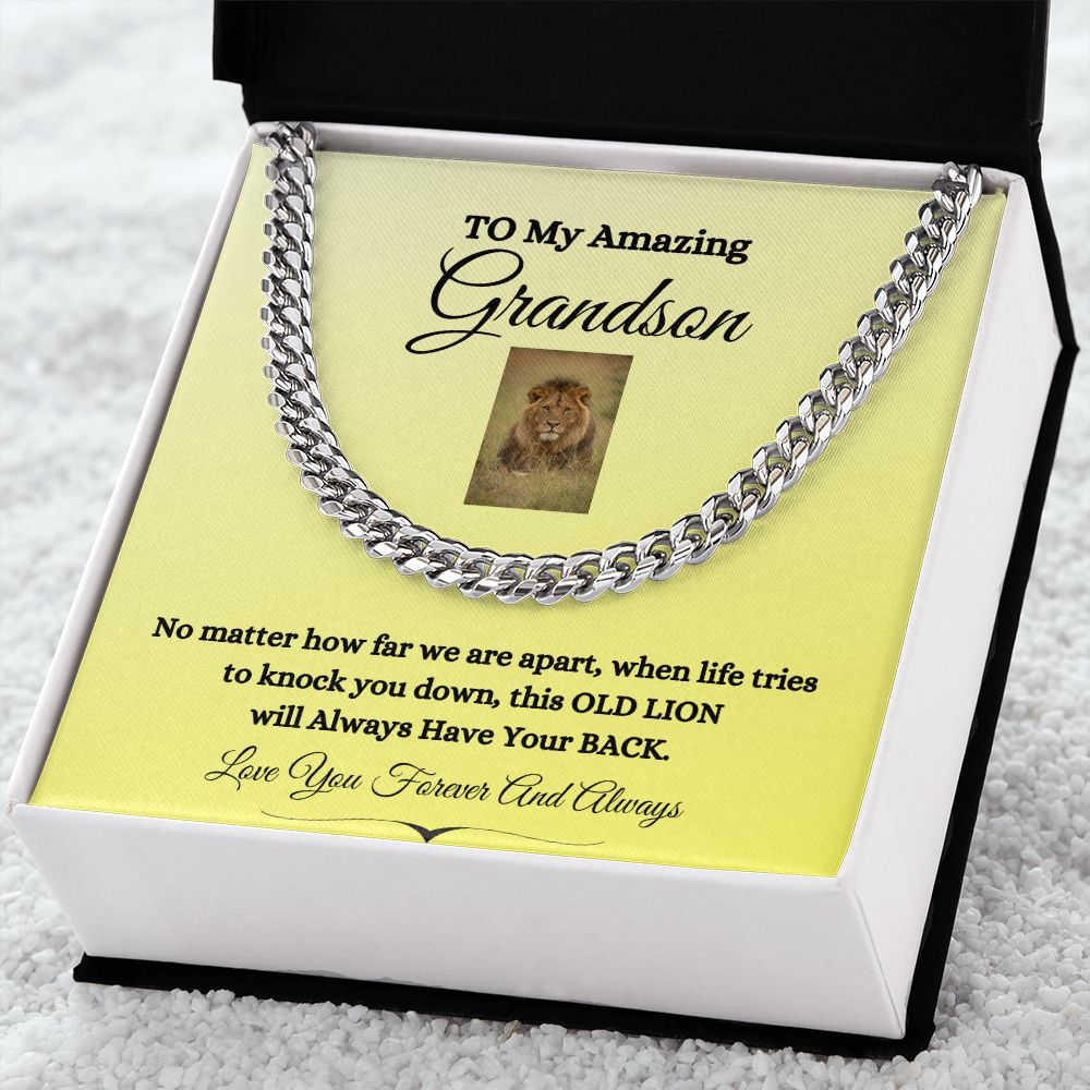 TO MY AMAZING GRANDSON CUBAN CHAIN NECKLACE