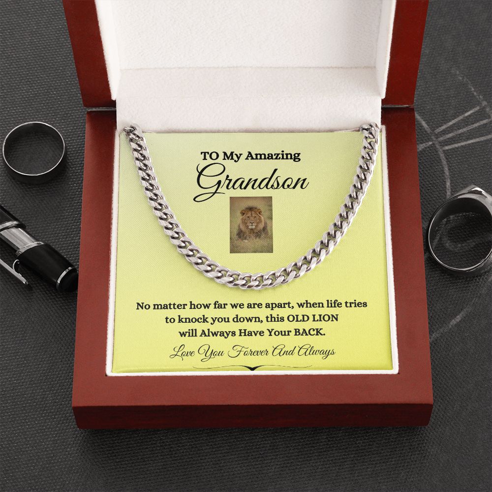 TO MY AMAZING GRANDSON CUBAN CHAIN NECKLACE