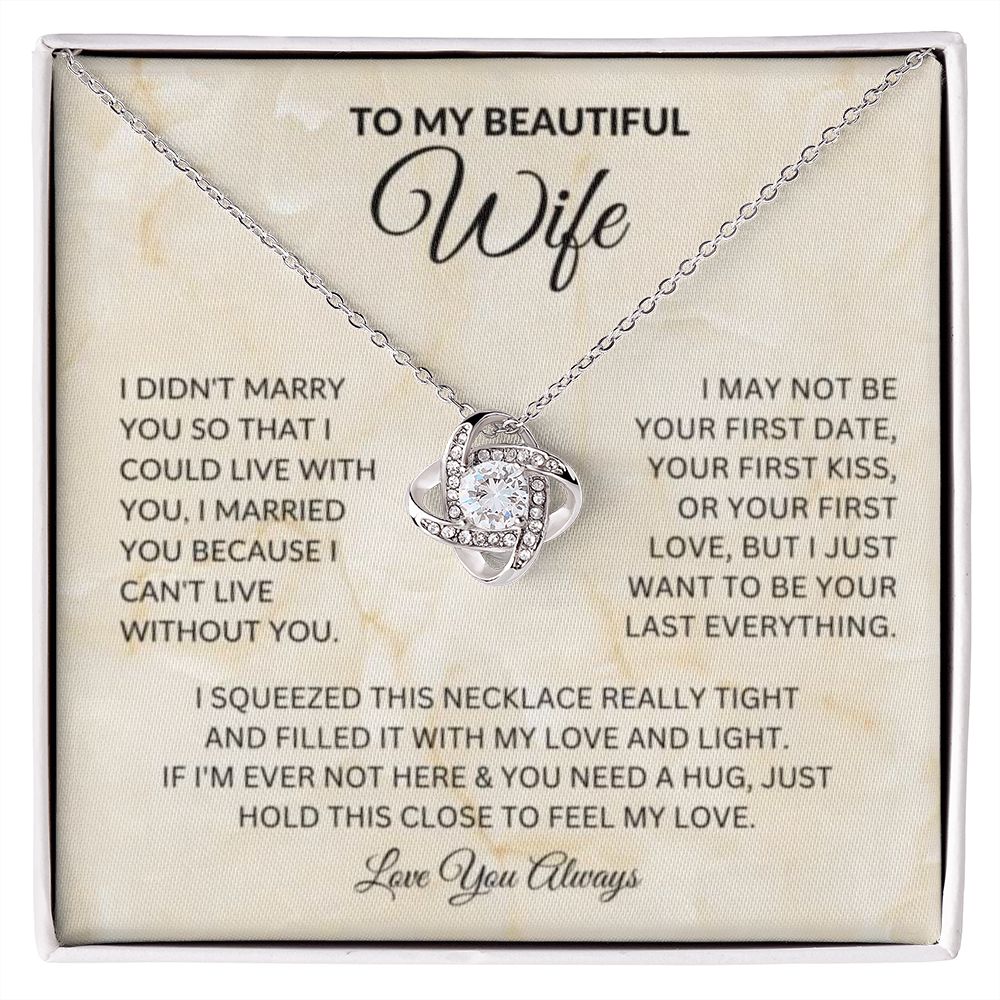 To My Beautiful Wife Love Knot Necklace