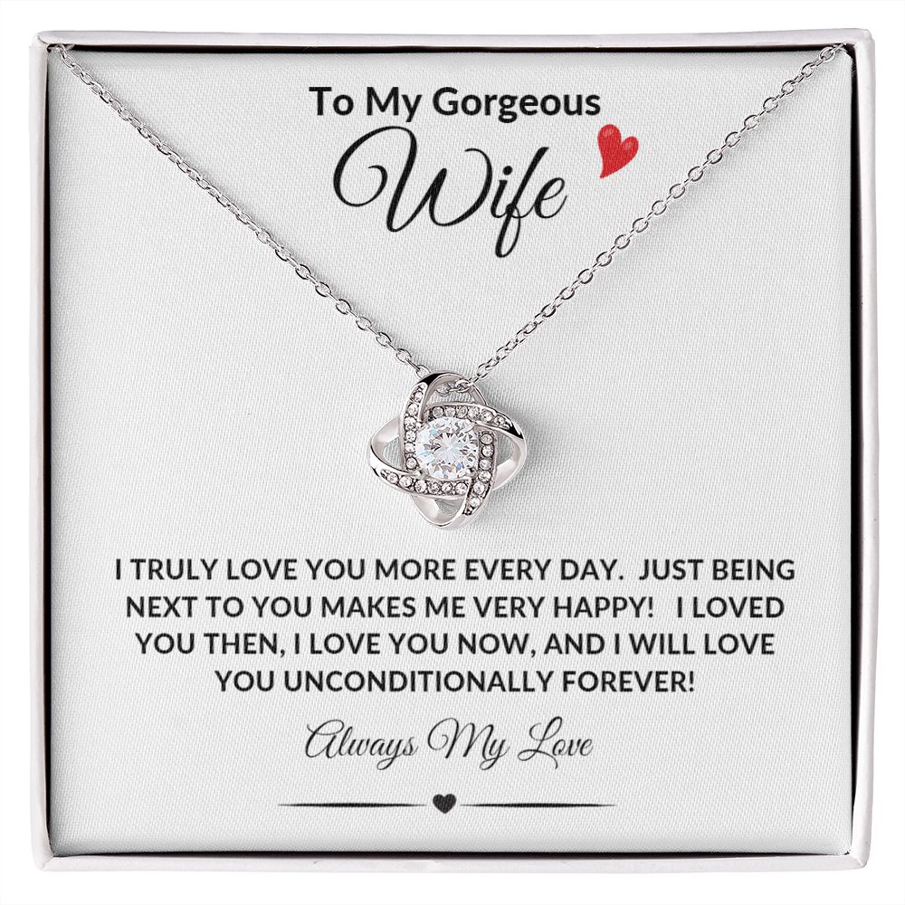 To My Gorgeous Wife Love Knot Necklace