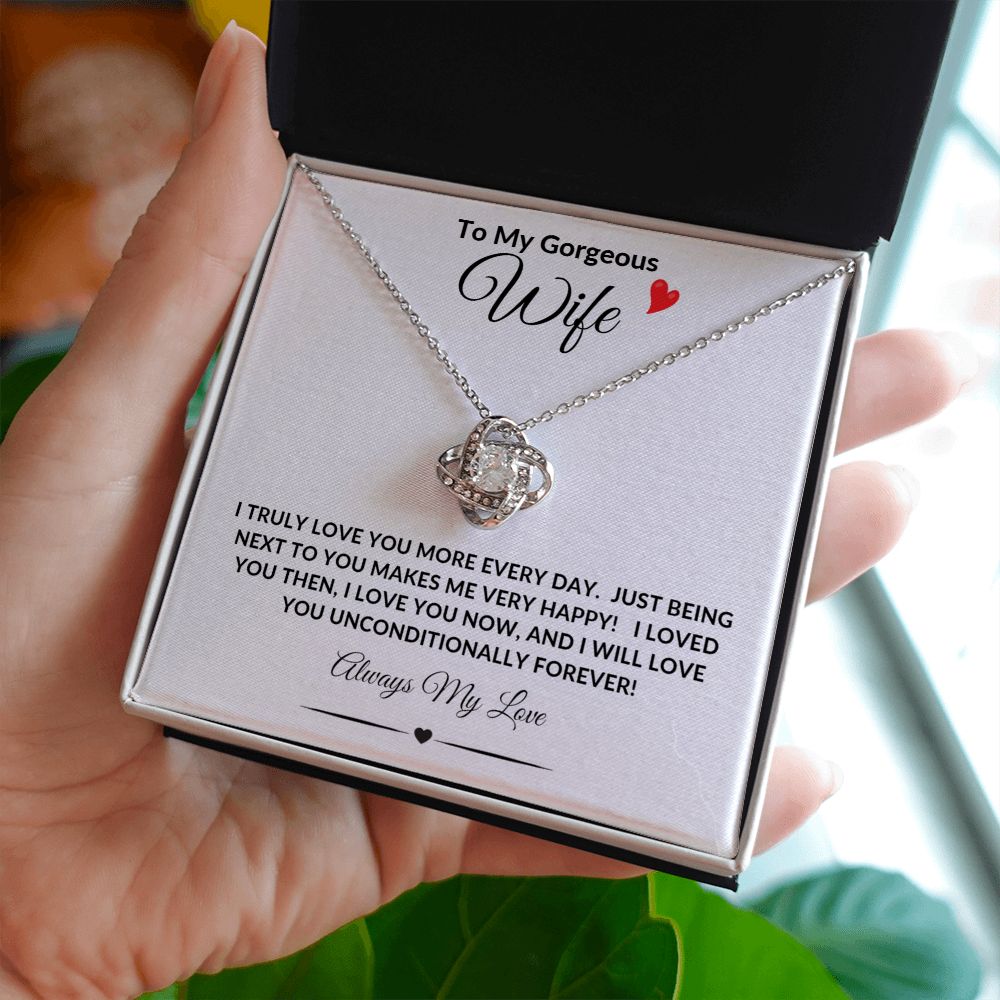 To My Gorgeous Wife Love Knot Necklace