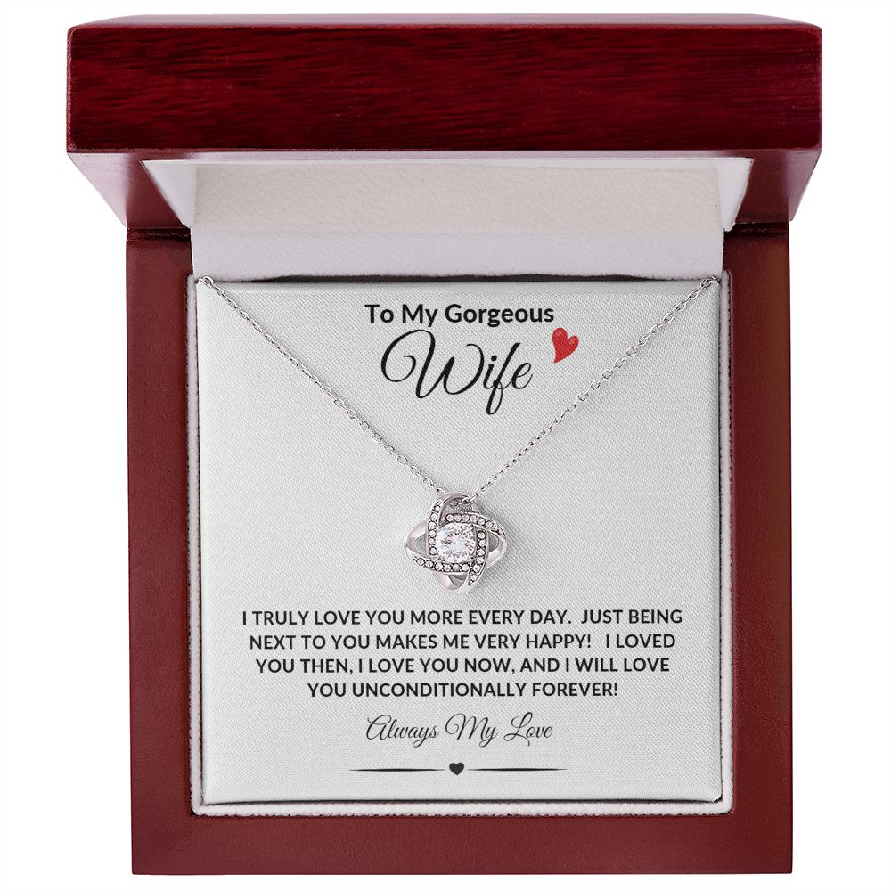 To My Gorgeous Wife Love Knot Necklace
