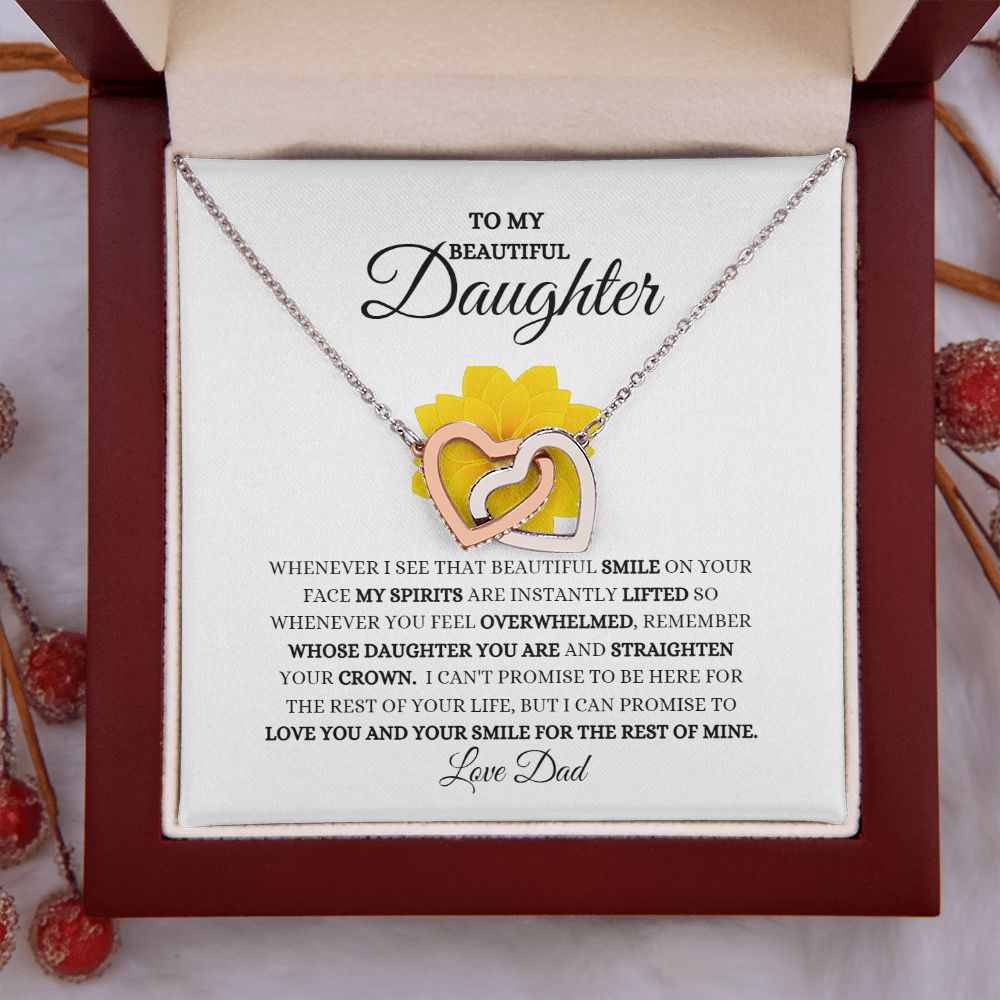 TO MY BEAUTIFUL DAUGHTER INTERLOCKING HEARTS NECKLACE