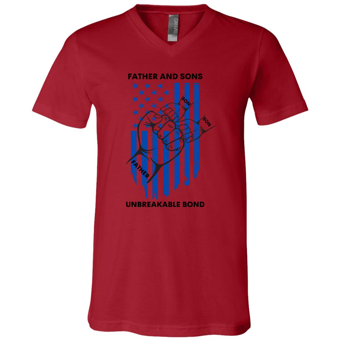 BLUE FLAG FATHER AND TWO SONS V NECK T-SHIRT