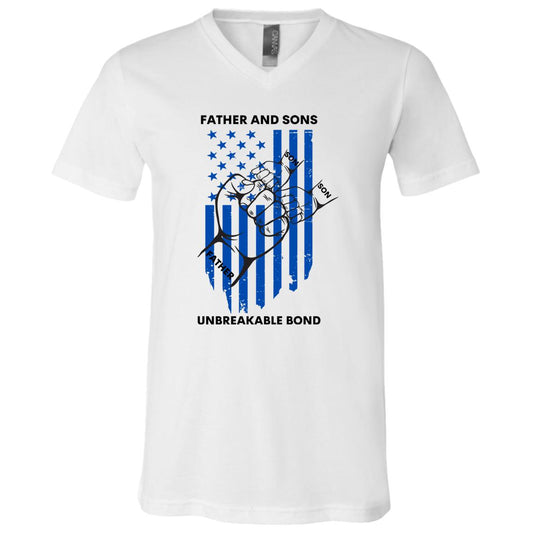 BLUE FLAG FATHER AND TWO SONS V NECK T-SHIRT