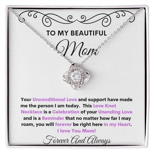 TO MY BEAUTIFUL MOM LOVE KNOT NECKLACE