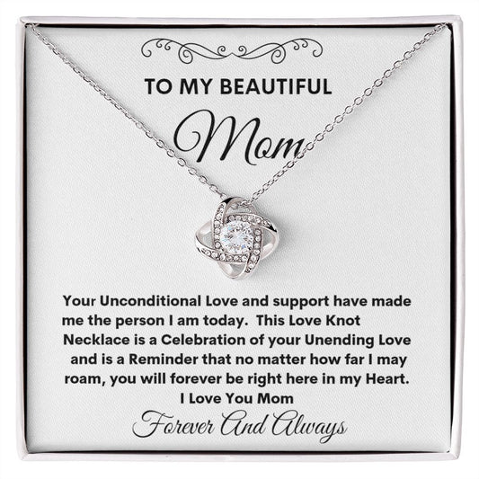 TO MY BEAUTIFUL MOM LOVE KNOT NECKLACE