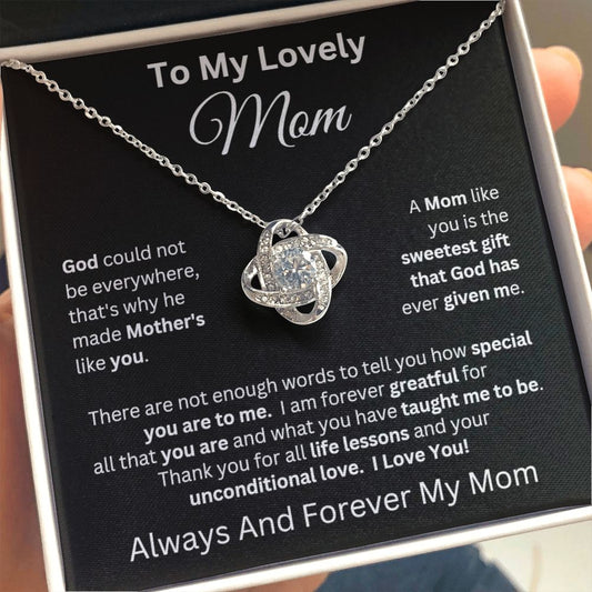 TO MY LOVELY MOM LOVE KNOT NECKLACE