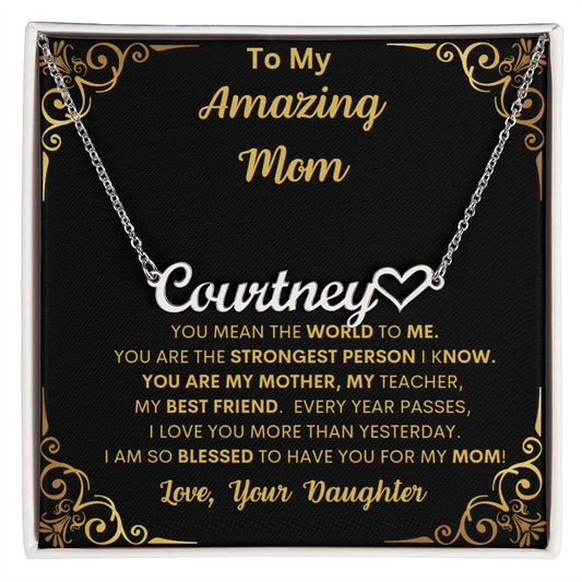 TO MY AMAZING MOM  PERSONALIZED NAME NECKLACE WITH HEART