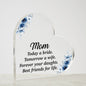 MOM PRINTED HEART SHAPED ACRYLIC PLAQUE