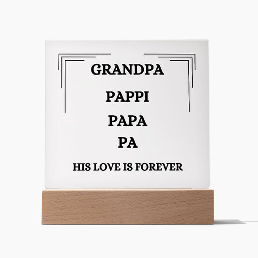 GRANDPA PAPPI PAPA PA SQUARE ACRYLIC PLAQUE