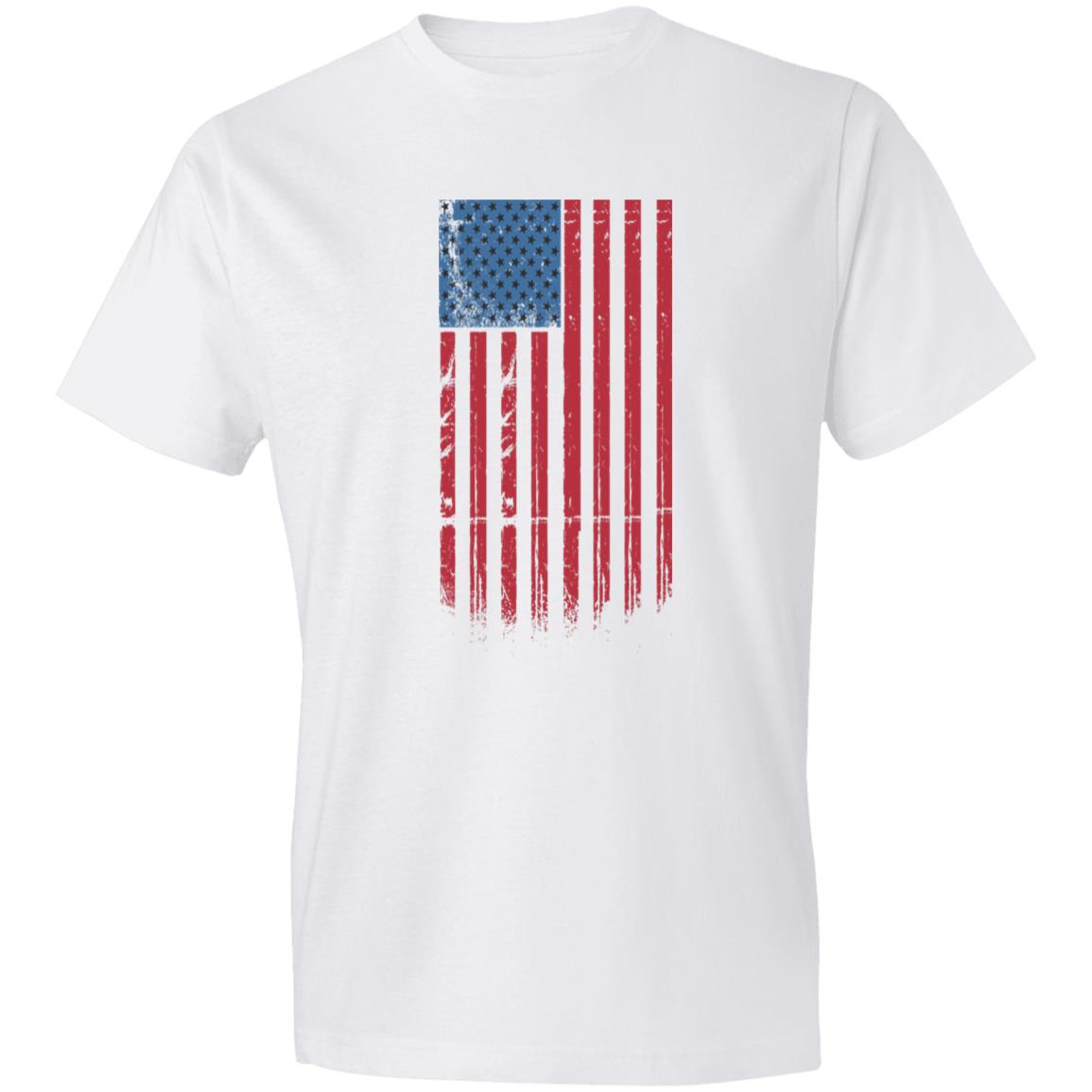 USA FLAG VERTICLE WHITE T SHIRT 980 Lightweight T-Shirt 4.5 oz