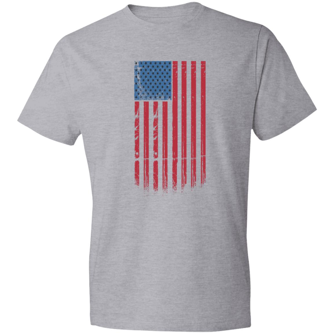 USA FLAG VERTICLE WHITE T SHIRT 980 Lightweight T-Shirt 4.5 oz