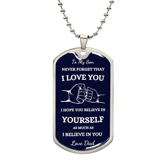 TO MY SON DEEP BLUE DOG TAG