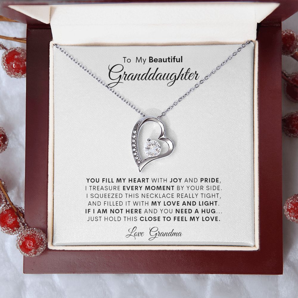 TO MY BEAUTIFUL GRANDDAUGHTER LOVE GRANDMA  FOREVER LOVE NECKLACE
