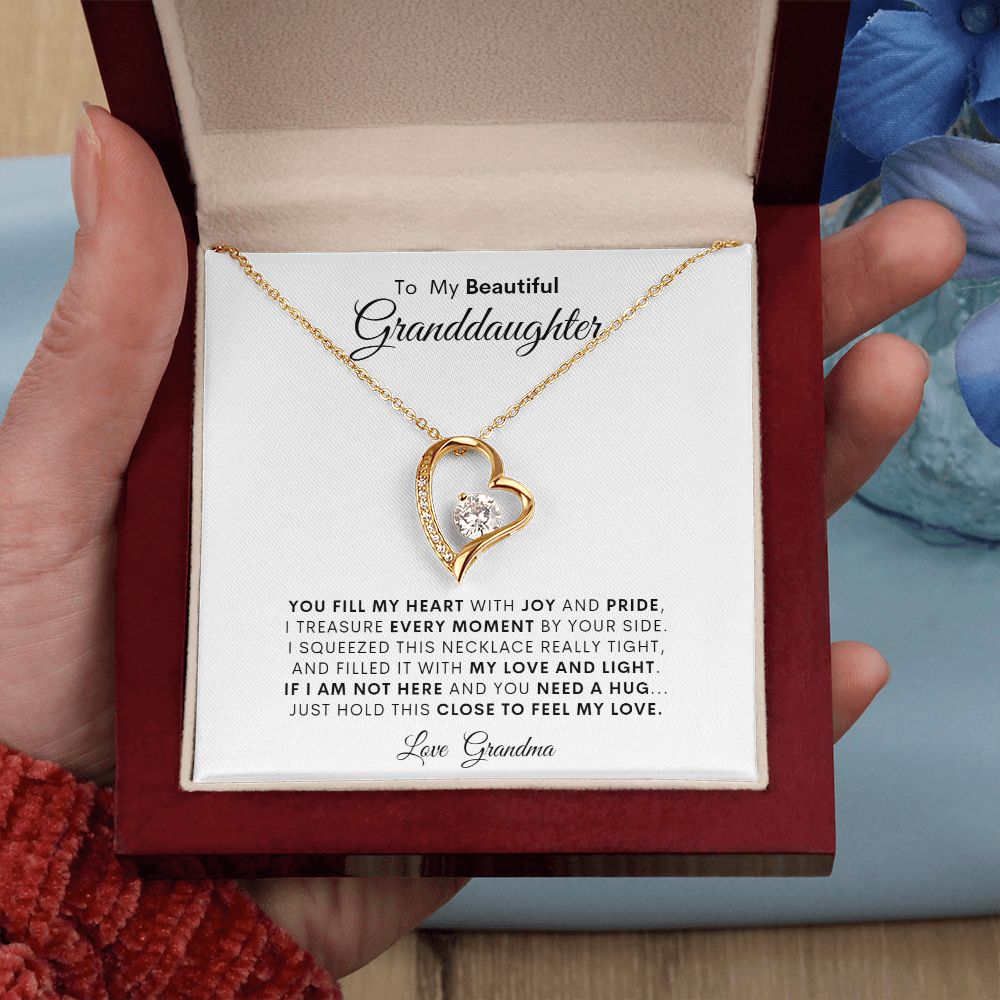 TO MY BEAUTIFUL GRANDDAUGHTER LOVE GRANDMA  FOREVER LOVE NECKLACE