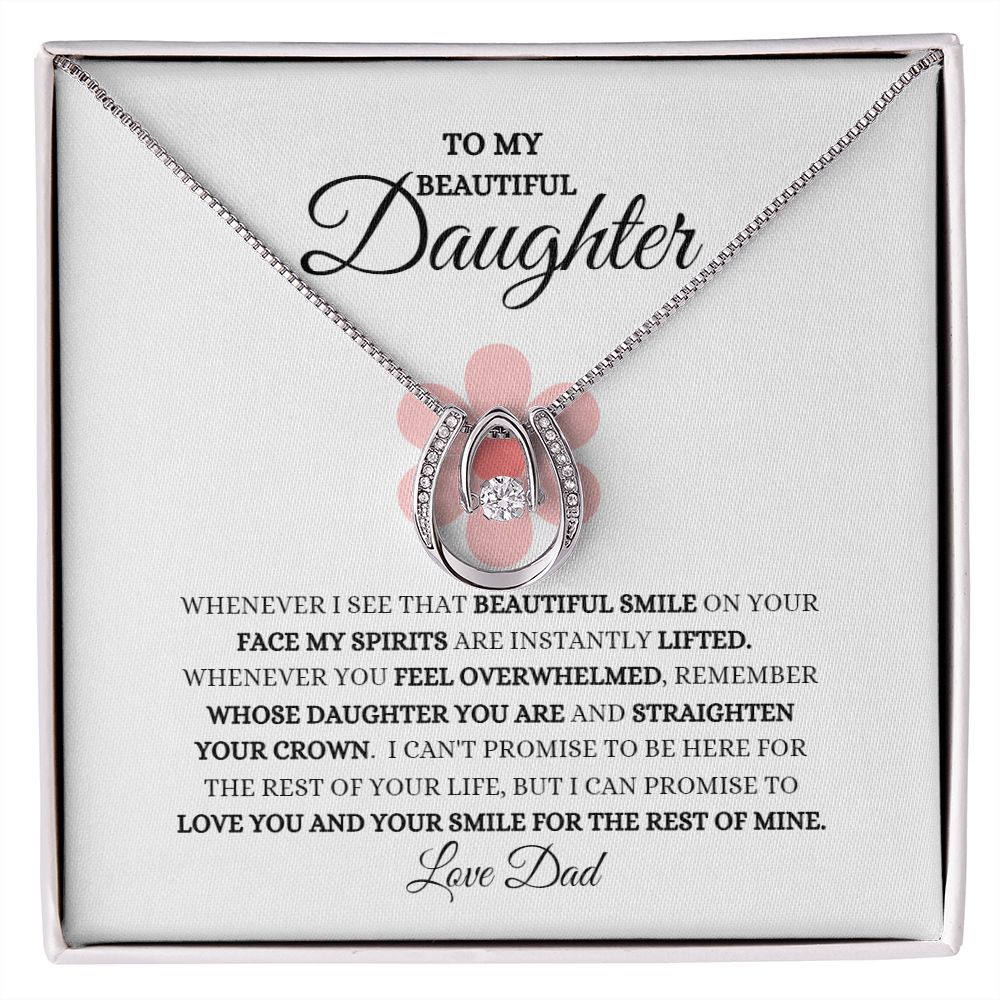 TO MY BEAUTIFUL DAUGHTER LUCKY IN LOVE NECKLACE