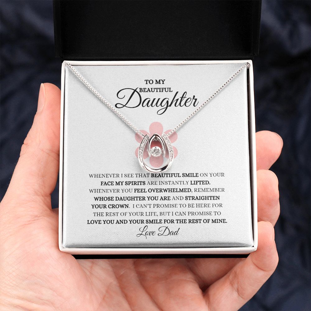 TO MY BEAUTIFUL DAUGHTER LUCKY IN LOVE NECKLACE
