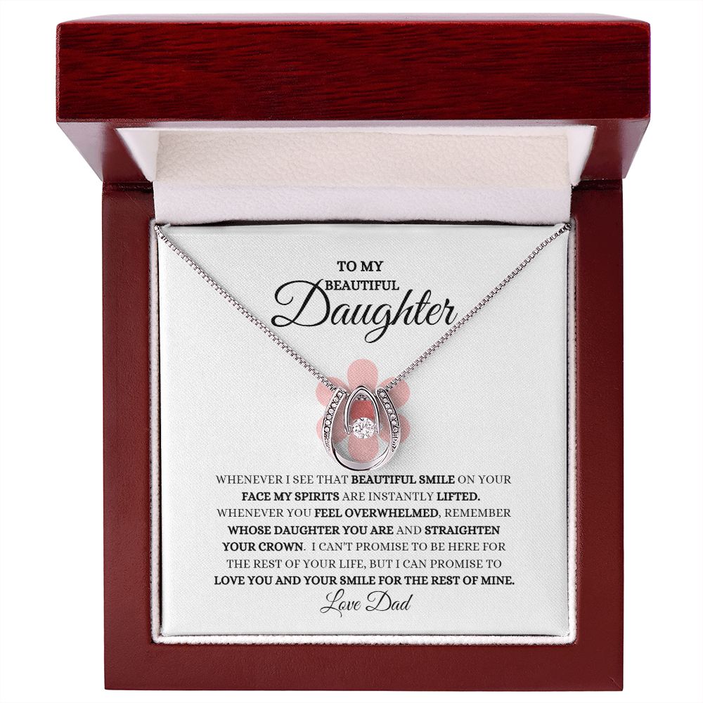 TO MY BEAUTIFUL DAUGHTER LUCKY IN LOVE NECKLACE
