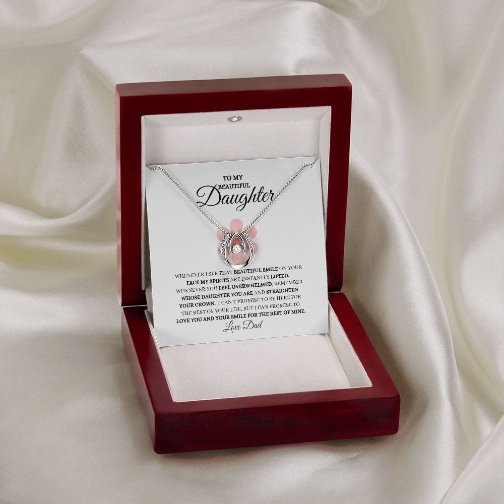 TO MY BEAUTIFUL DAUGHTER LUCKY IN LOVE NECKLACE