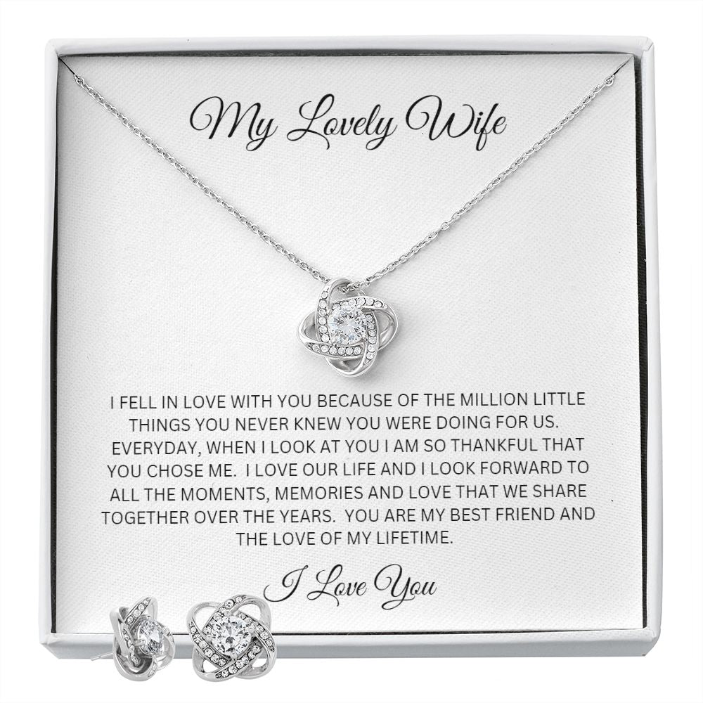 MY LOVELY WIFE I LOVE YOU LOVE KNOT NECKLACE