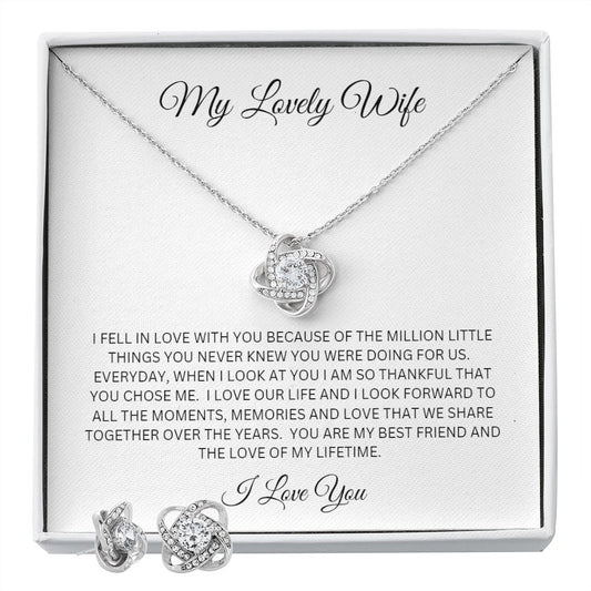 MY LOVELY WIFE I LOVE YOU LOVE KNOT NECKLACE