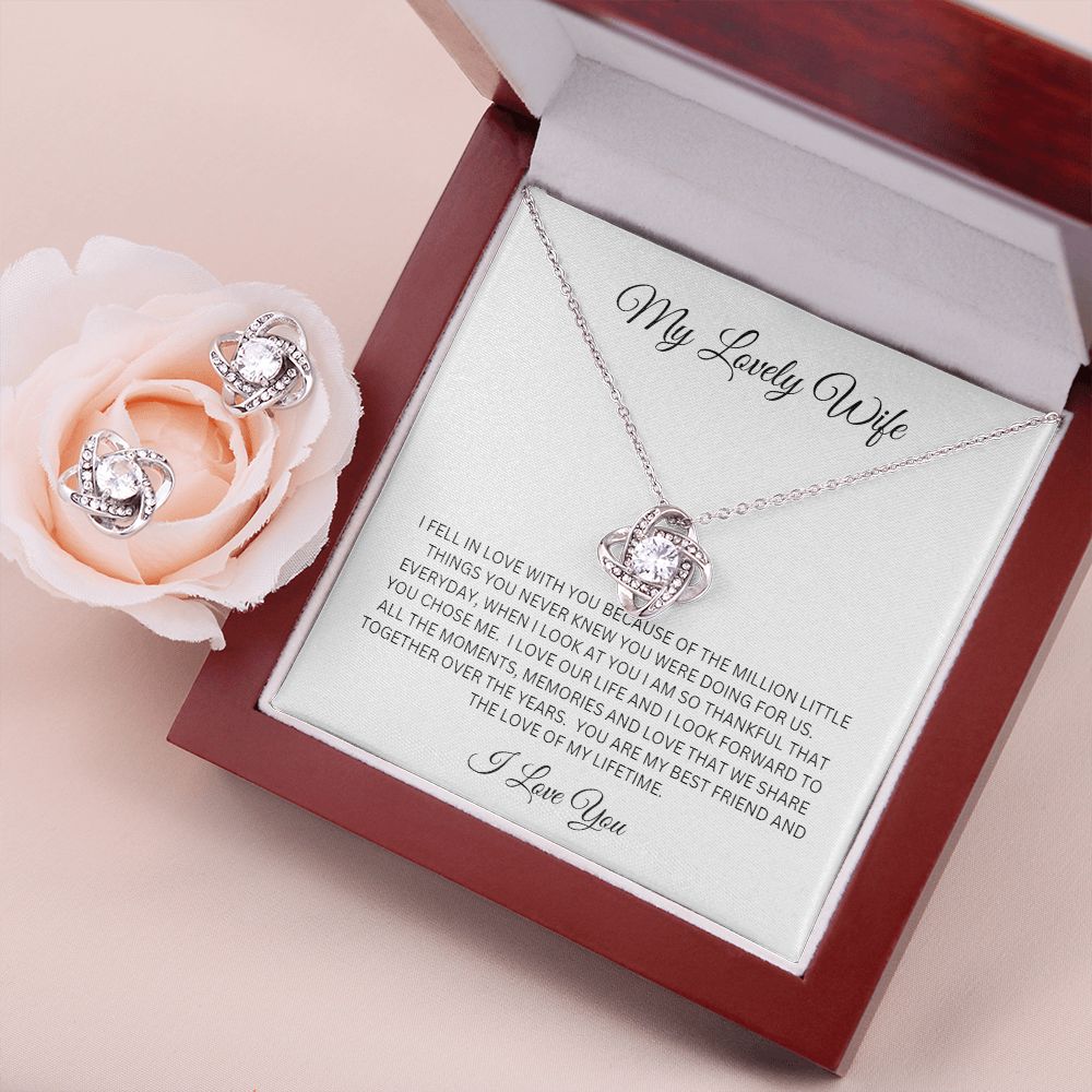 MY LOVELY WIFE I LOVE YOU LOVE KNOT NECKLACE