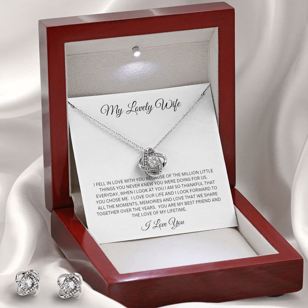 MY LOVELY WIFE I LOVE YOU LOVE KNOT NECKLACE