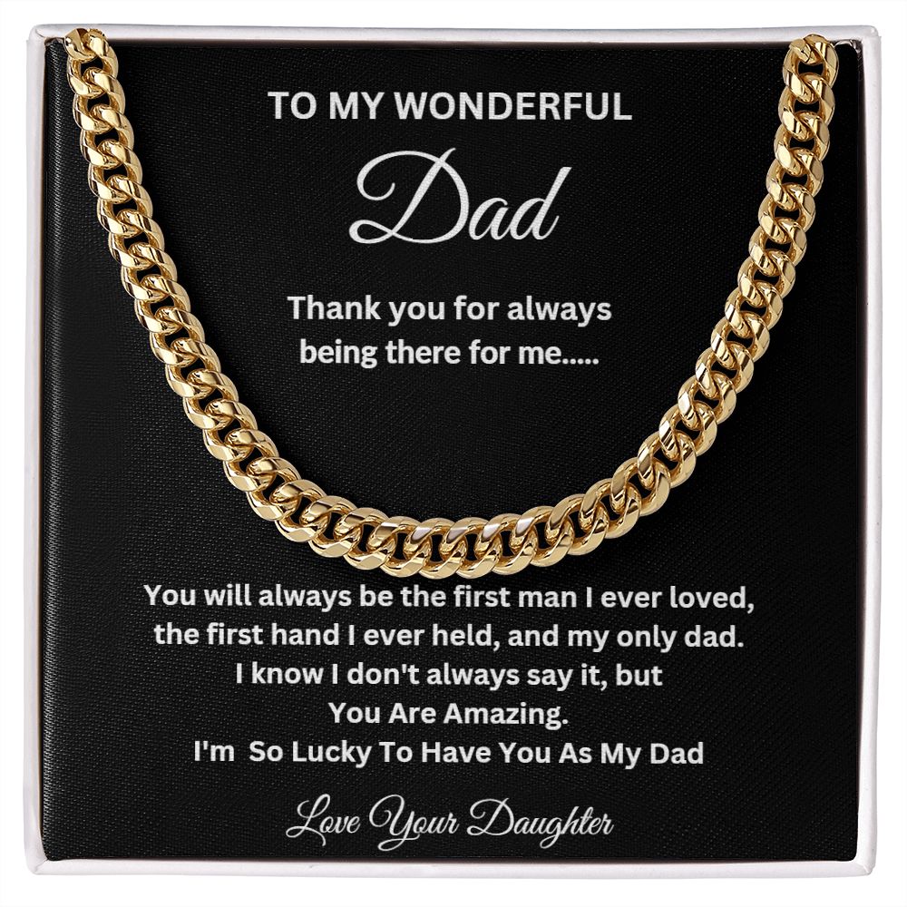 TO MY WONDERFUL DAD CUBAN CHAIN NECKLACE