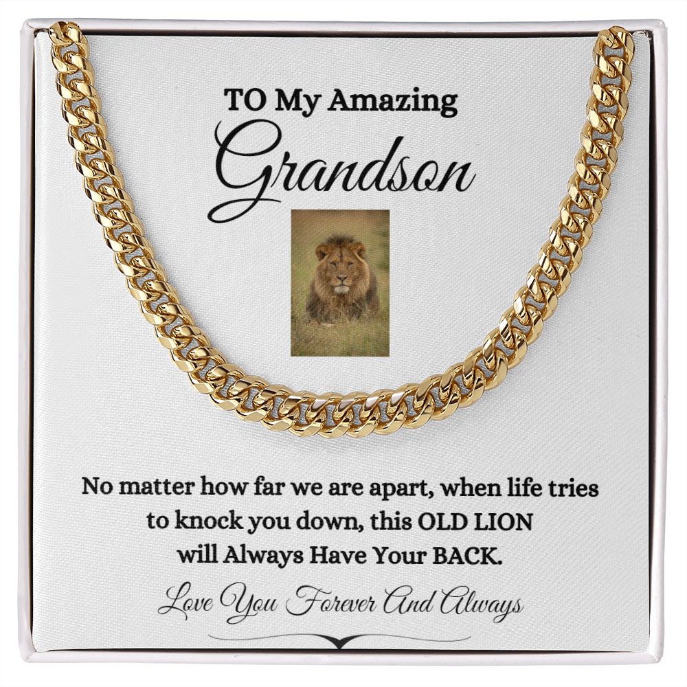TO MY AMAZING GRANDSON CUBAN CHAIN NECKLACE