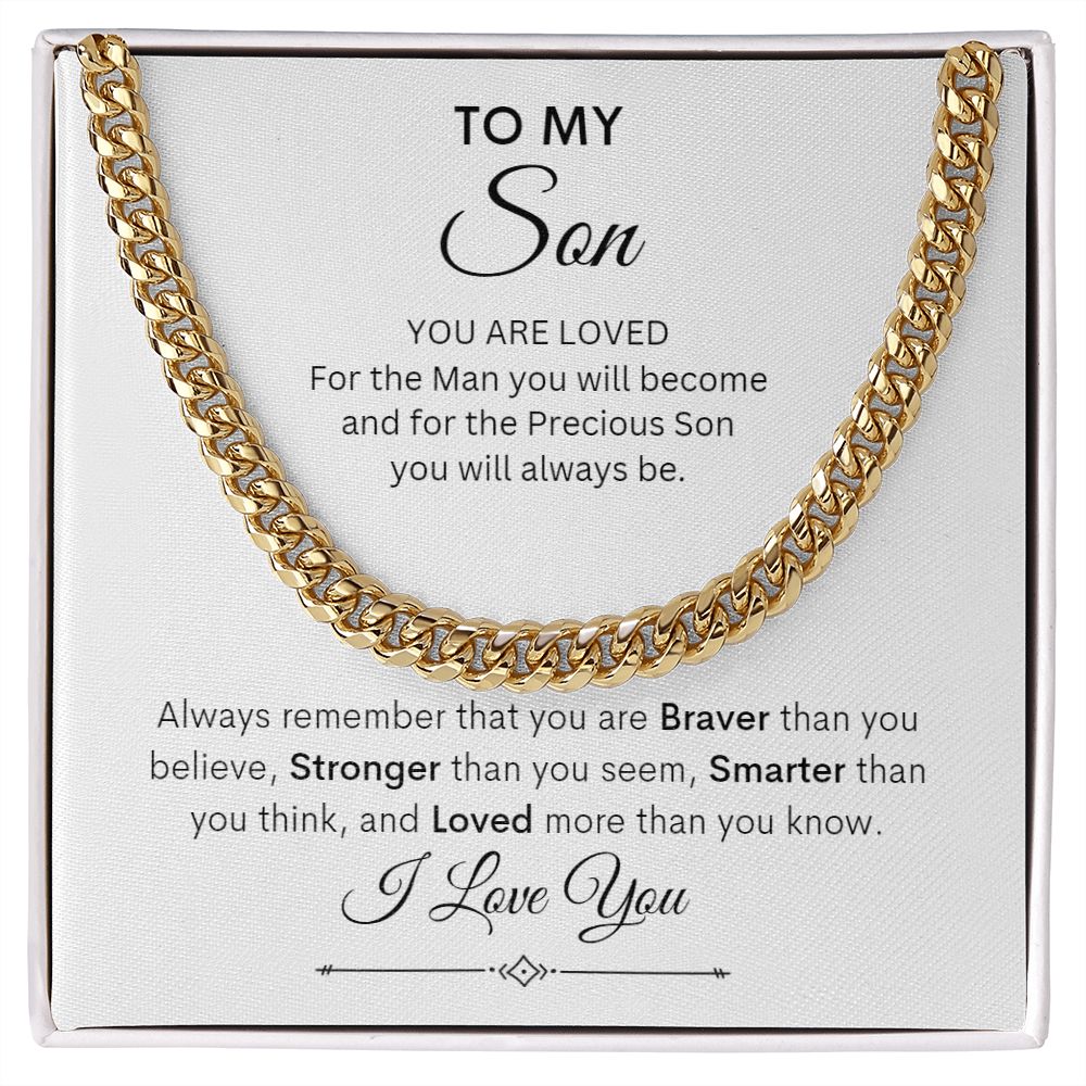 TO MY SON CUBAN CHAIN NECKLACE