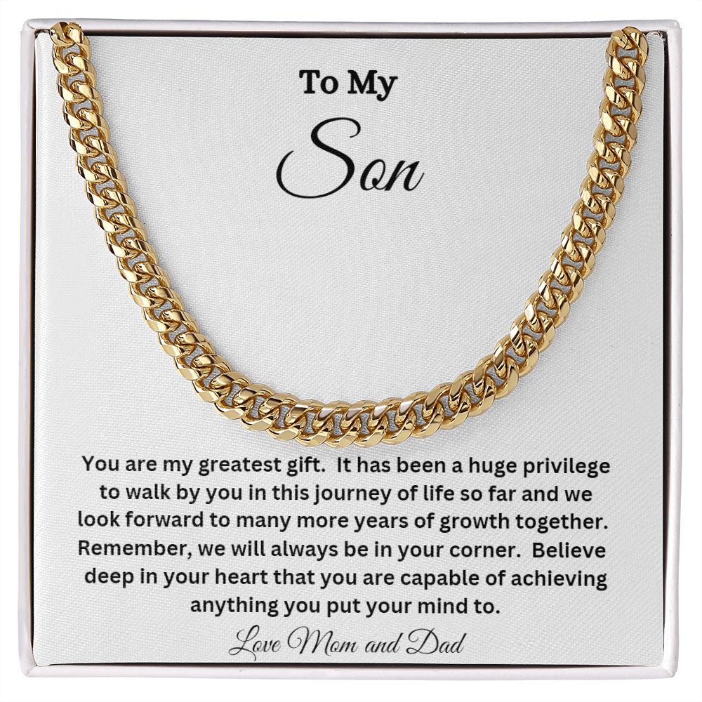 TO MY SON CUBAN CHAIN NECKLACE