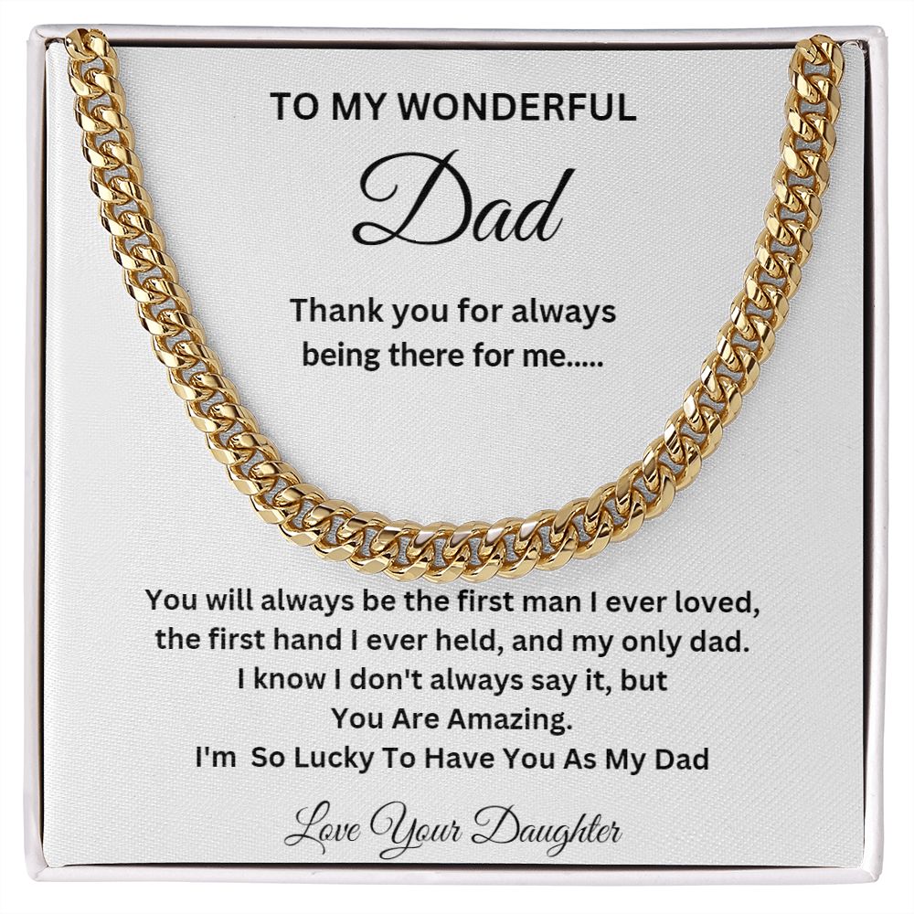 TO MY WONDERFUL DAD CUBAN CHAIN NECKLACE