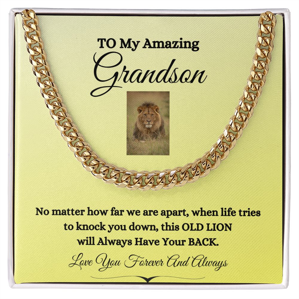 TO MY AMAZING GRANDSON CUBAN CHAIN NECKLACE