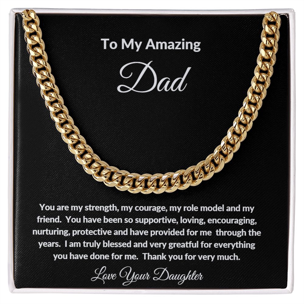 TO MY AMAZING DAD LOVE YOUR DAUGHTER CUBAN CHAIN NECKLACE
