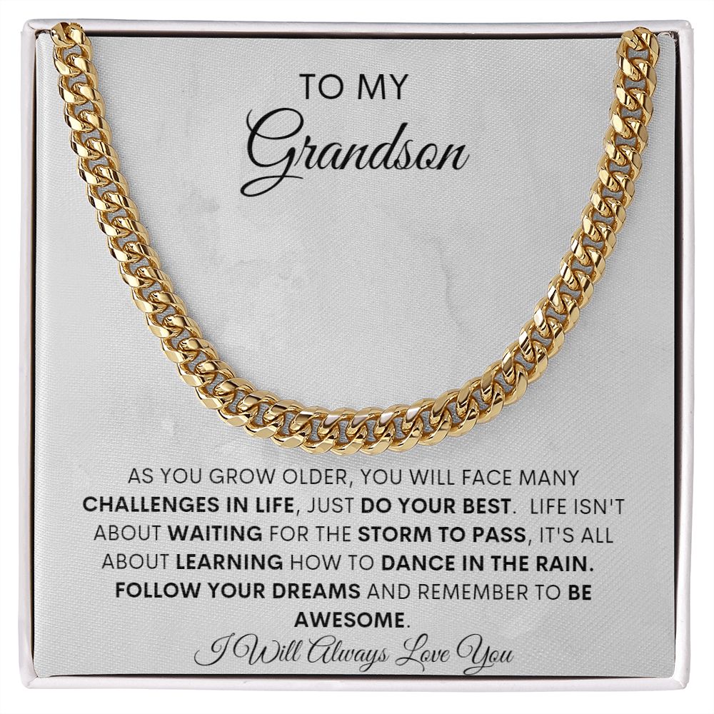 TO MY GRANDSON CUBAN CHAIN NECKLACE