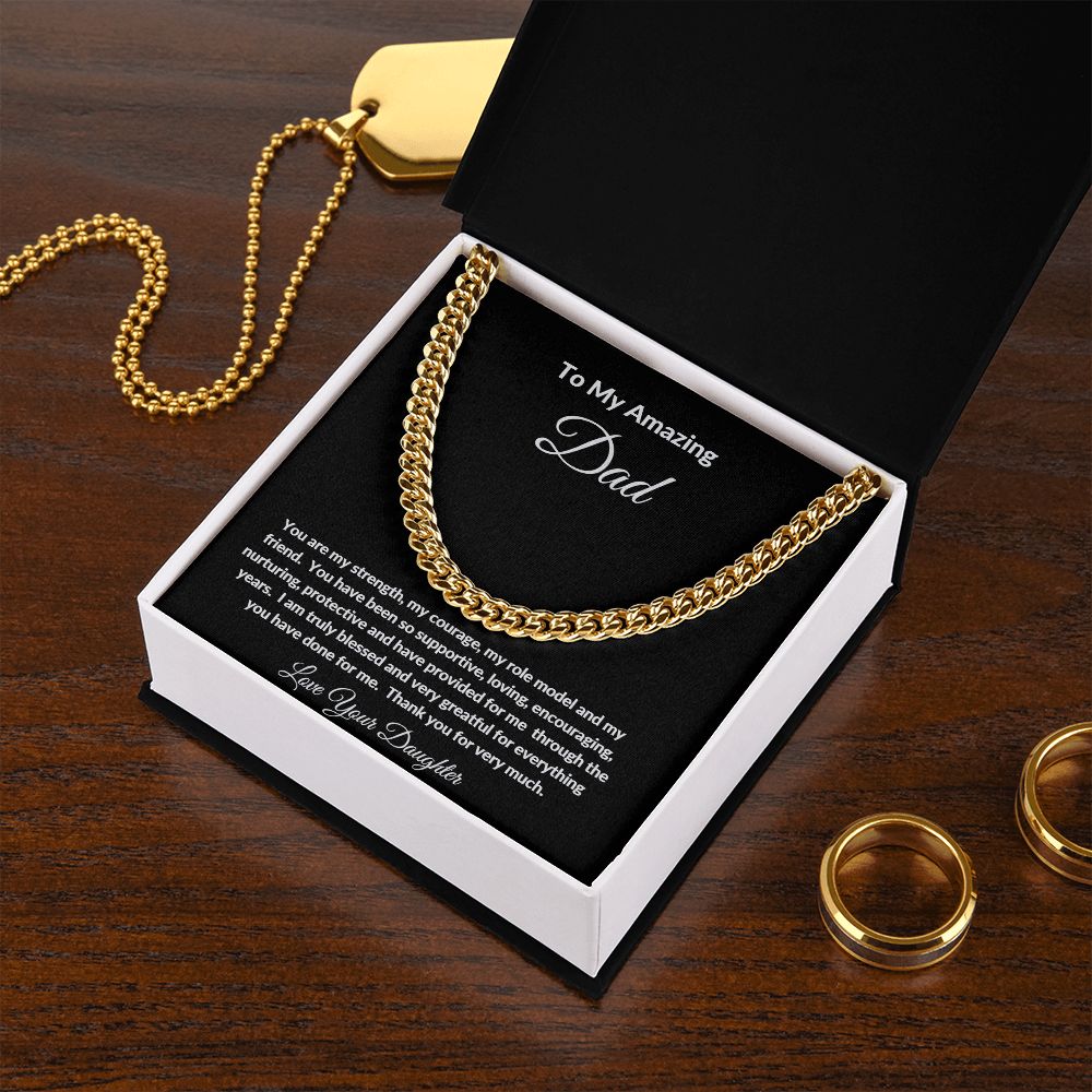 TO MY AMAZING DAD LOVE YOUR DAUGHTER CUBAN CHAIN NECKLACE