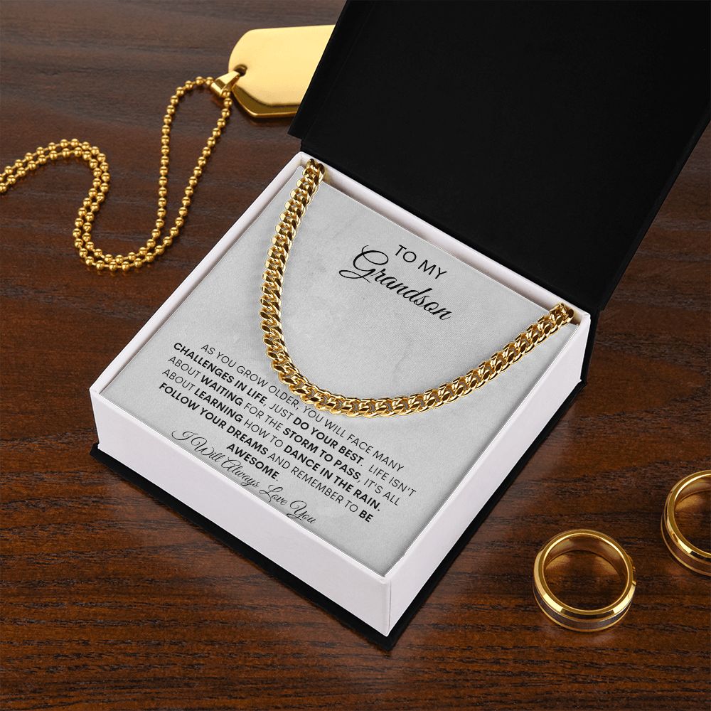 TO MY GRANDSON CUBAN CHAIN NECKLACE
