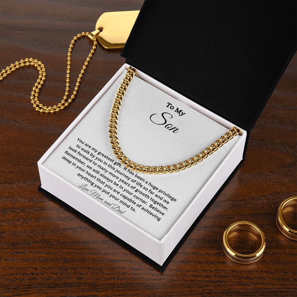 TO MY SON CUBAN CHAIN NECKLACE