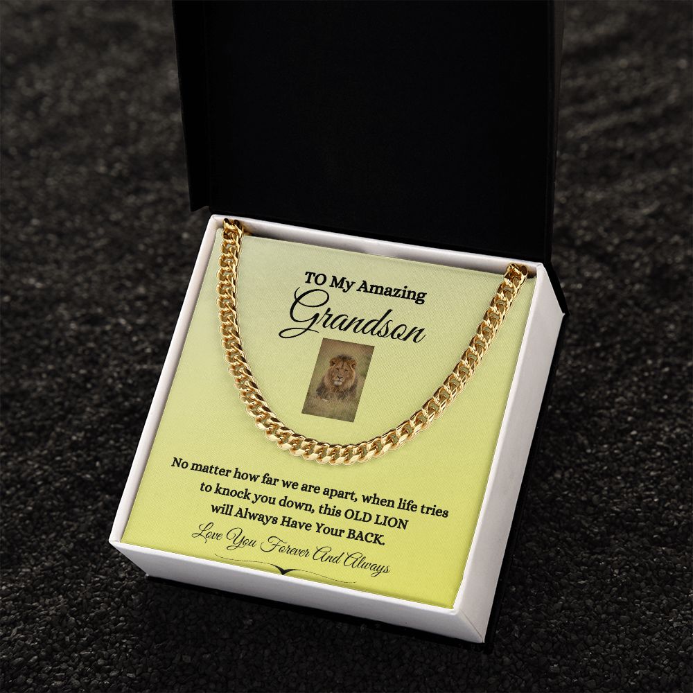 TO MY AMAZING GRANDSON CUBAN CHAIN NECKLACE
