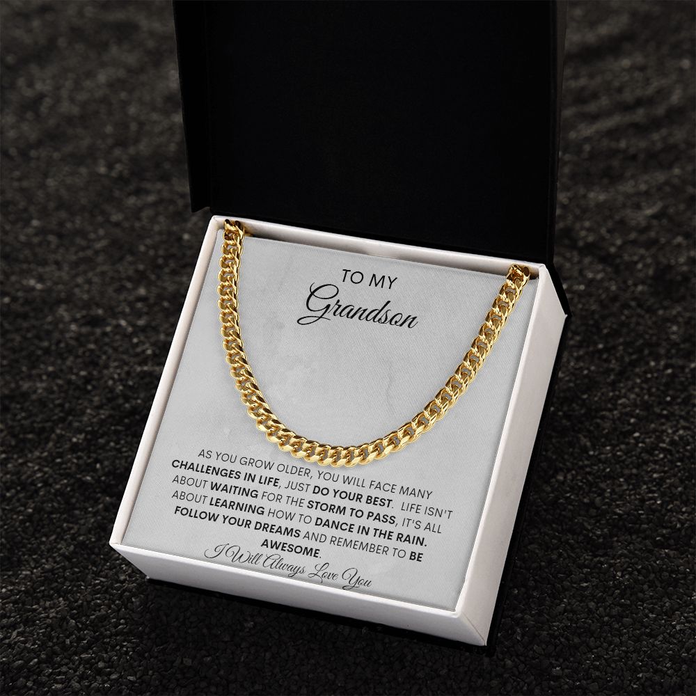 TO MY GRANDSON CUBAN CHAIN NECKLACE
