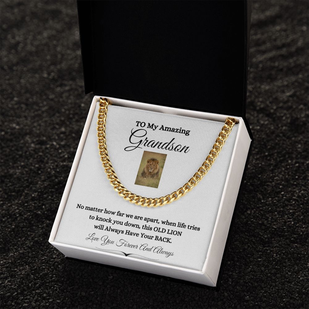 TO MY AMAZING GRANDSON CUBAN CHAIN NECKLACE