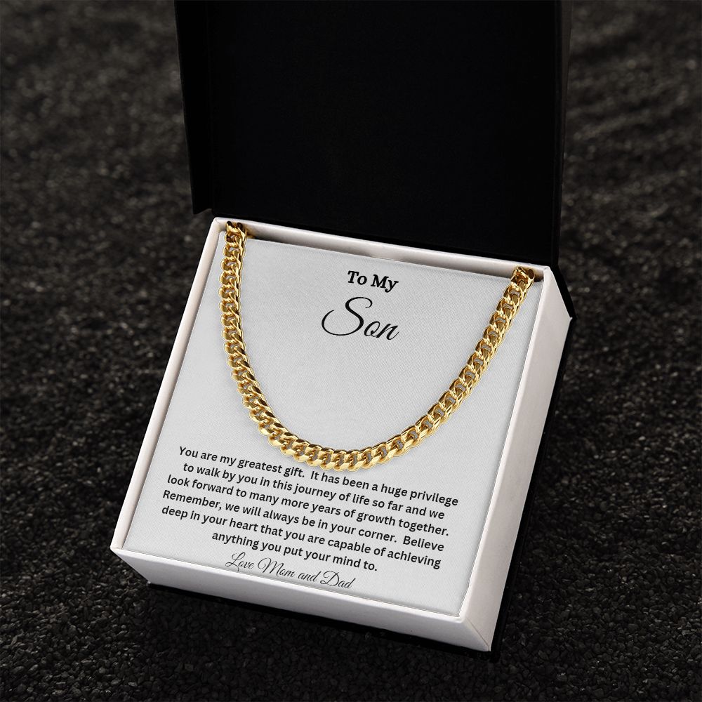 TO MY SON CUBAN CHAIN NECKLACE