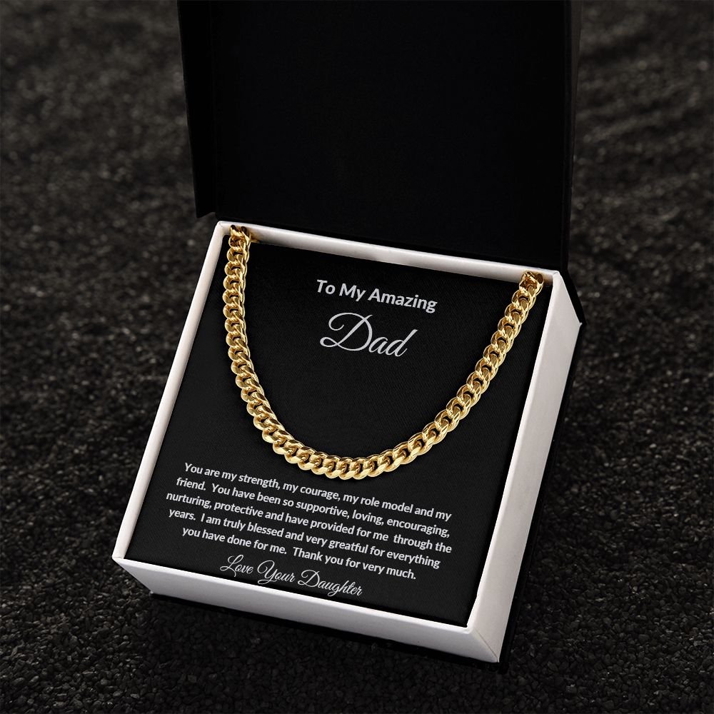 TO MY AMAZING DAD LOVE YOUR DAUGHTER CUBAN CHAIN NECKLACE
