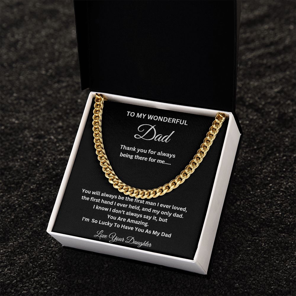 TO MY WONDERFUL DAD CUBAN CHAIN NECKLACE